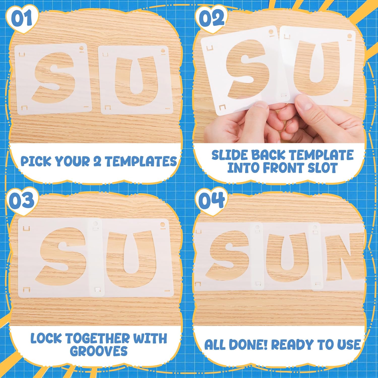 80 Pezzi di Stencil Riutilizza - Wooden Letter Sign recensione e prezzo